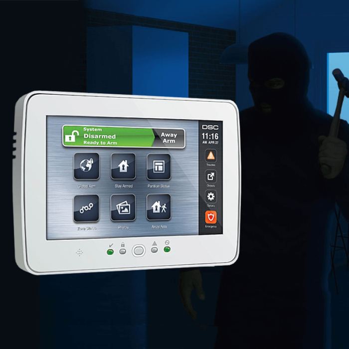 Alarm system with burglar