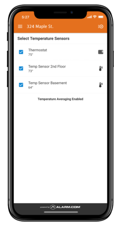Multiple Temperature Sensors Screen on Mobile Phone App