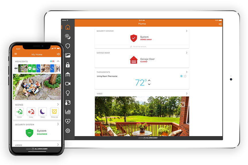  Monitored Home Security app on moblie phone and tablet