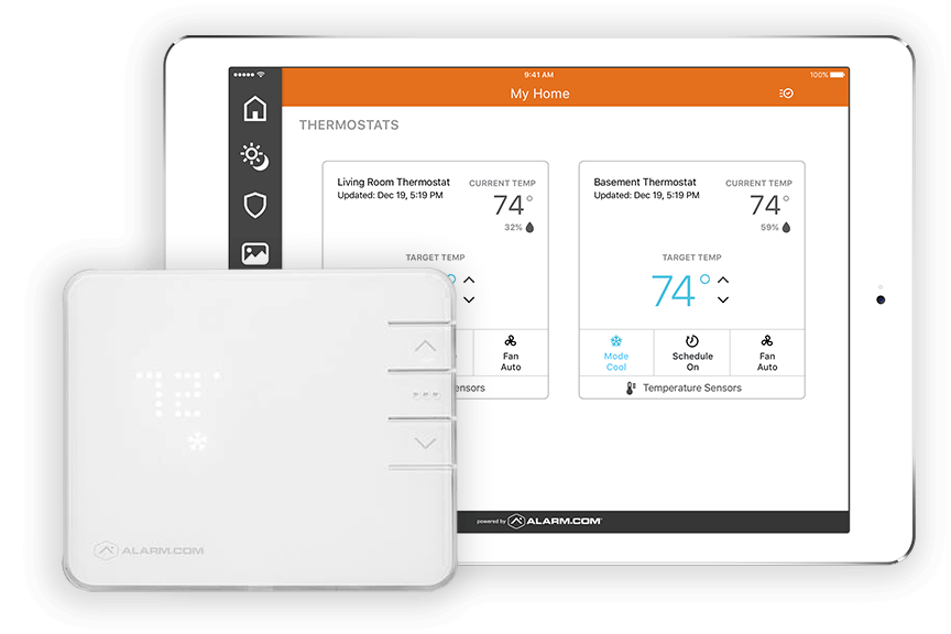 Smart Home Solutions - thermostat and control on tablet